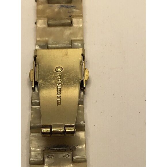 Fossil Watch Parts Full 2 piece Band Gold Tone Clasp 18mm PY174 - Picture 5 of 7